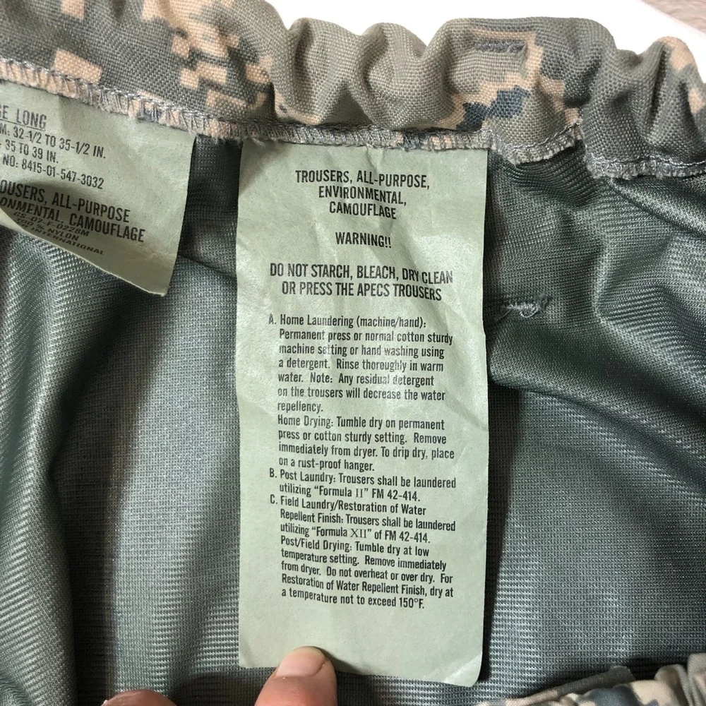 US Air Force Goretex Water Wind Proof Digital Tiger Stripe Camouflage Trousers L